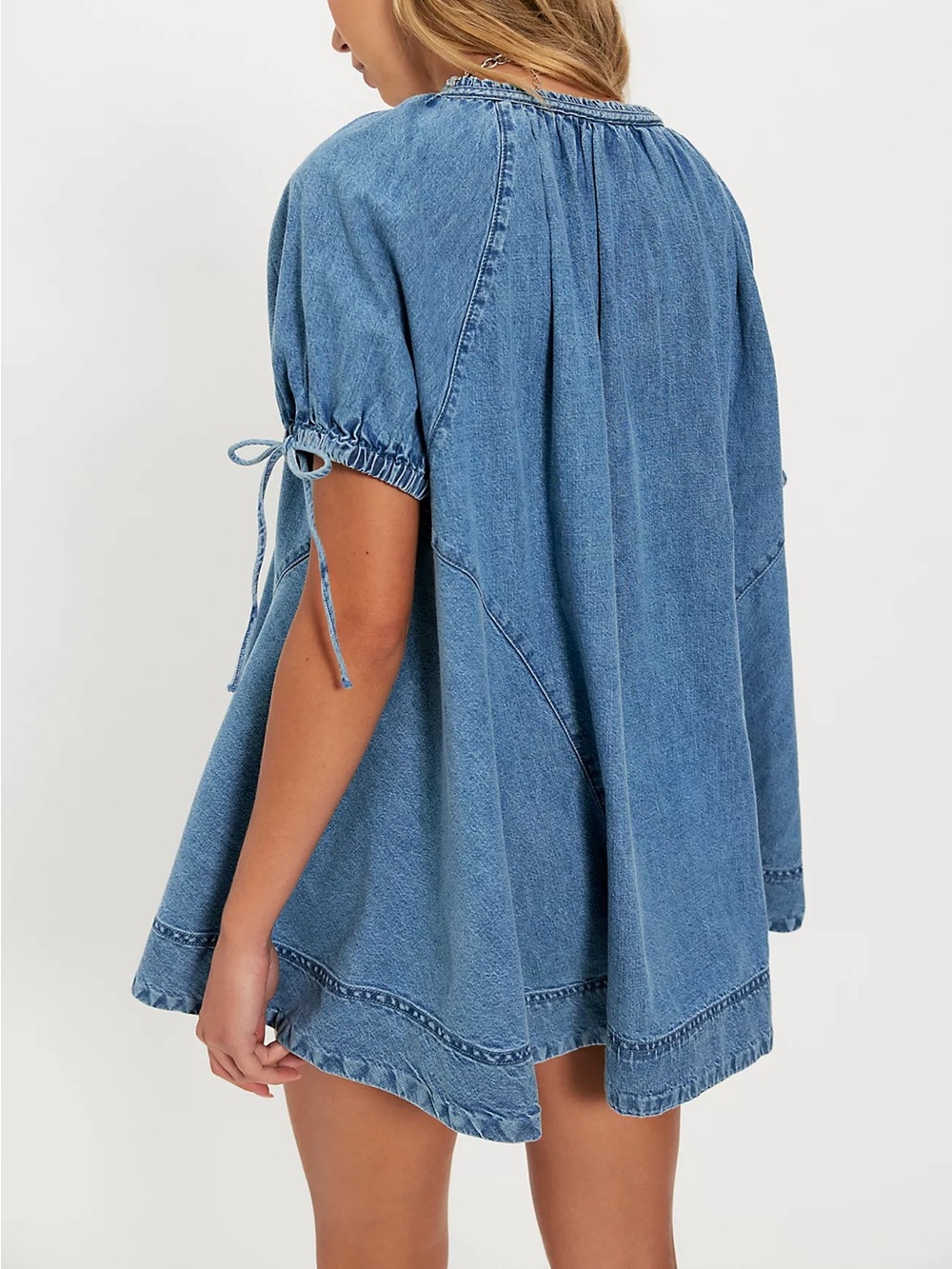 NWT Free People Farley Chambray Tunic in True Blue Light Wash - Picture 4 of 7